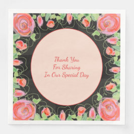 Servilleta De Papel De Cena Floral pastel con negro