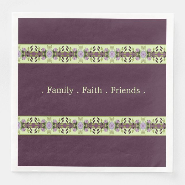 Servilleta De Papel De Cena Floral púrpura elegante (Anverso)