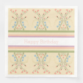 Servilleta De Papel De Cena Floral Y Stripe Pastel
