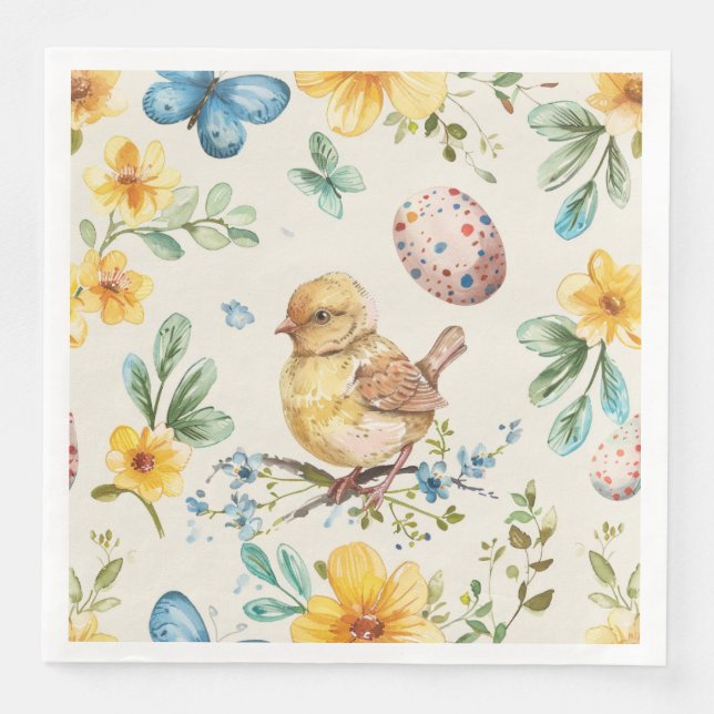 Servilleta De Papel De Cena Florecer de primavera Pascua 2 (Anverso)