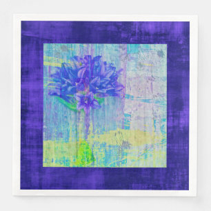 Servilleta De Papel De Cena Florecimiento en violeta azul enmarcado