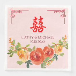 Servilleta De Papel De Cena Flores amarillas naranjas boda china