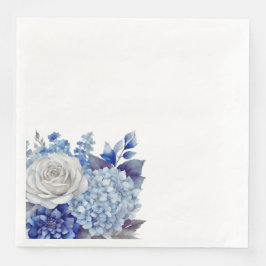 Servilleta De Papel De Cena Flores azul acuarela-Boda-