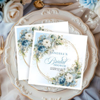 Flores azul claro boho eucalipto boda dorado