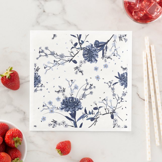 Servilleta De Papel De Cena Flores azules (In situ)