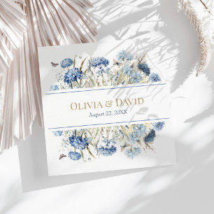 Servilleta De Papel De Cena Flores Bodas Napkins Blue Boho Garden