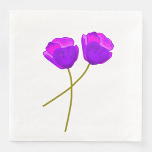 Servilleta De Papel De Cena Flores de amapola morada