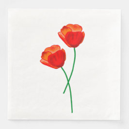 Servilleta De Papel De Cena Flores de amapola roja