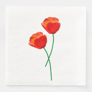 Servilleta De Papel De Cena Flores de amapola rojas