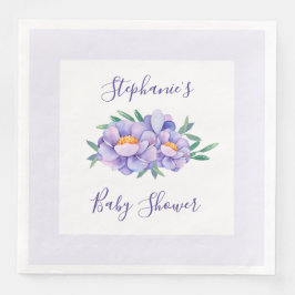 Servilleta De Papel De Cena Flores de color morado Baby Shower personalizadas