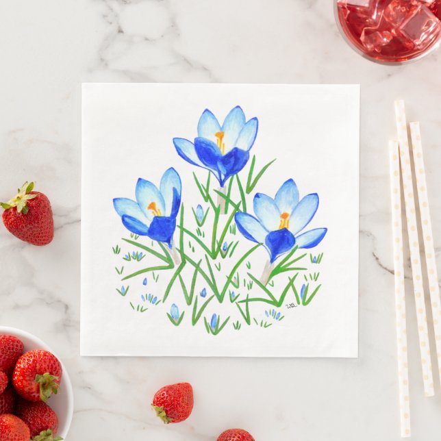 Servilleta De Papel De Cena Flores de crocus azules (In situ)