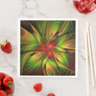 Servilleta De Papel De Cena Flores de fantasía fractal blandas y tendientes