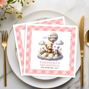 Servilleta De Papel De Cena Flores de globo de osito de peluche encantador fie