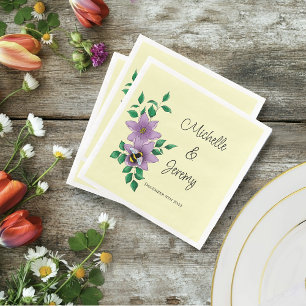 Servilleta De Papel De Cena Flores de lavanda de abedul amarillo