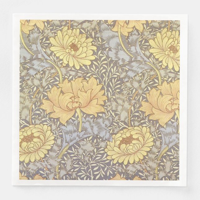 Servilleta De Papel De Cena Flores de Mamá William Morris Chrysanthemum (Anverso)