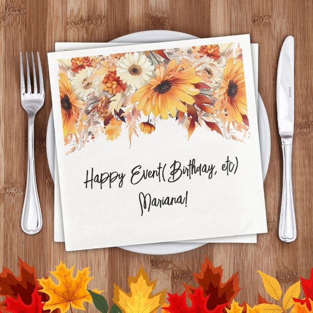 Servilleta De Papel De Cena Flores de otoño Fiesta Napkins (Subido por el creador)