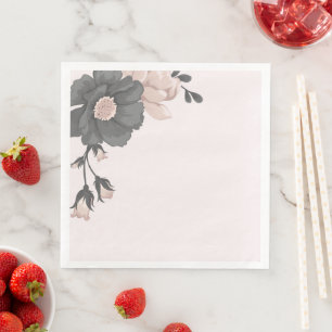 Servilleta De Papel De Cena flores gris rosadas polvorientas con adorables ami