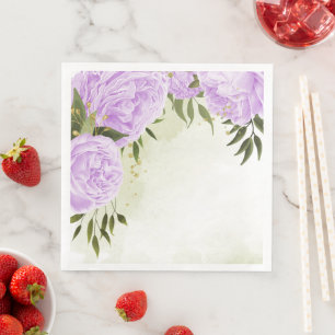 Servilleta De Papel De Cena Flores púrpura boho hojas verdes botánico
