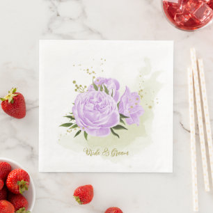 Servilleta De Papel De Cena Flores púrpura boho hojas verdes botánico