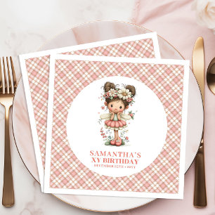Servilleta De Papel De Cena Flores Rosadas de Fantasía Mágica Cumpleaños 4 Año