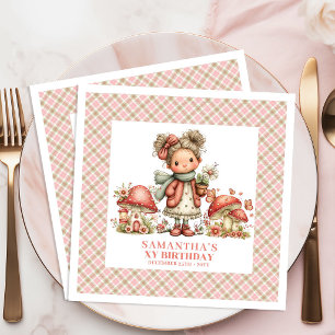Servilleta De Papel De Cena Flores rosadas de hada adorable capricho servillet