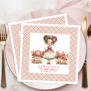 Servilleta De Papel De Cena Flores rosadas de hada caprichosa Nombre personali