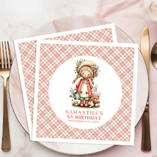 Servilleta De Papel De Cena Flores Rosadas Soñadoras de Rubor de Hada Cumpleañ