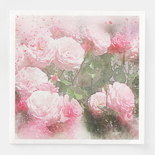 Servilleta De Papel De Cena Flores Rosas de col rosa Papel