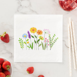 Servilleta De Papel De Cena Flores salvajes de verano de primavera