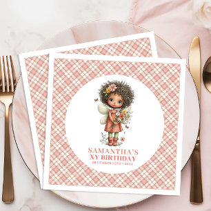 Servilleta De Papel De Cena Flores Sonrosadas de Hada Linda Soñadora Cumpleaño