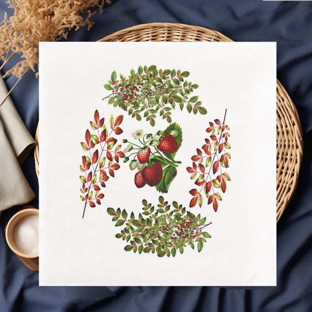 Servilleta De Papel De Cena Foliage de Berry en otoño (Fall & Autumn Berry Foliage Paper Dinner Napkins)