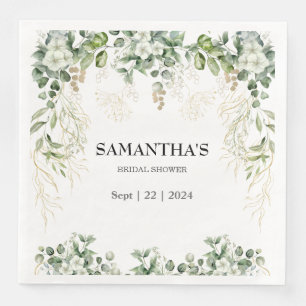 Servilleta De Papel De Cena Follaje Encantado Boda Dorado & Verde Ducha