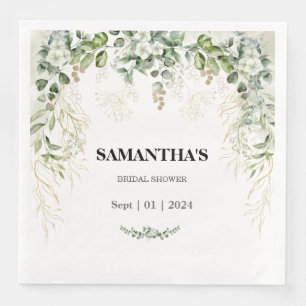 Servilleta De Papel De Cena Follaje Encantado Boda Dorado & Verde Ducha