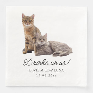 Servilleta De Papel De Cena Foto de Gatos Mascotas Personalizada para Boda