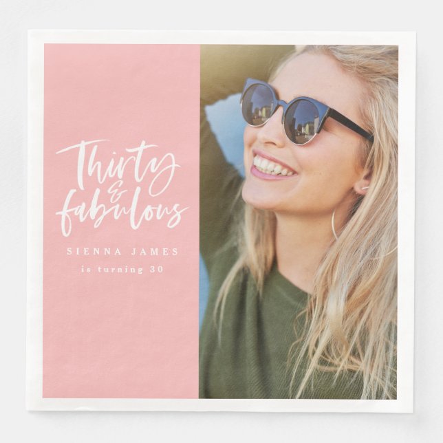 Servilleta De Papel De Cena Fotografía de la fiesta de cumpleaños 30 y fabulos (Anverso)