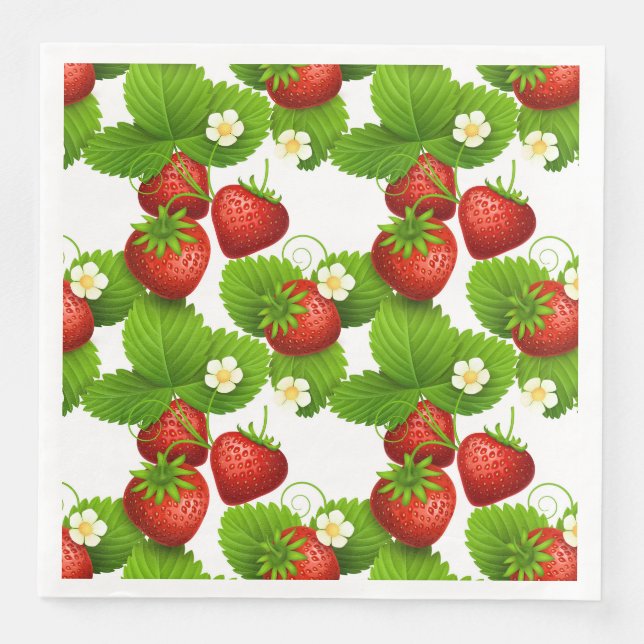 Servilleta De Papel De Cena Fresa Fresca (Anverso)
