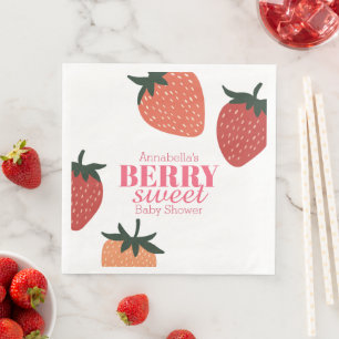 Servilleta De Papel De Cena Fresa Rosa Berry Sweet Baby Shower