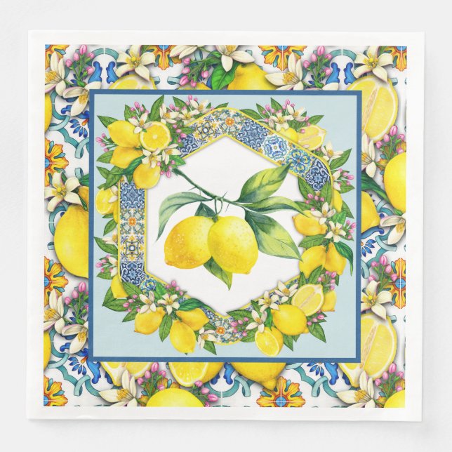 Servilleta De Papel De Cena Fresco de Limón  (Anverso)