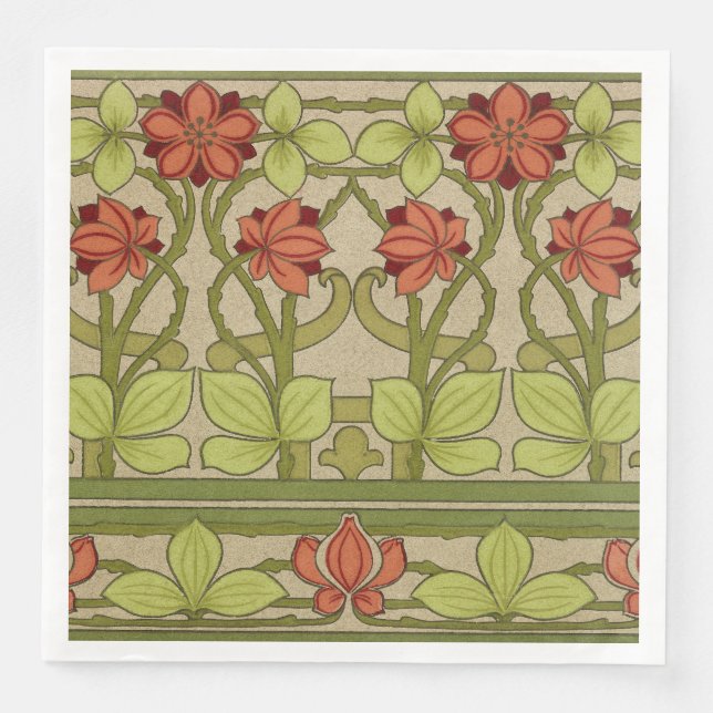 Servilleta De Papel De Cena Frieze Border Art Nouveau Floral (Anverso)
