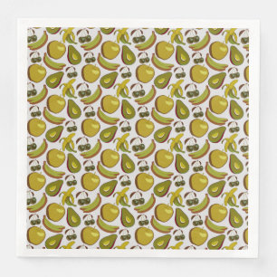 Servilleta De Papel De Cena Frutos tropicales sin soldadura patrón amarillo y
