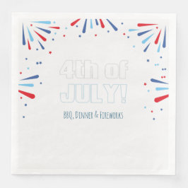 Servilleta De Papel De Cena Fuegos artificiales minimalistas con texto del Cua