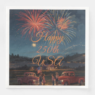 Servilleta De Papel De Cena Fuegos artificiales patrióticos personalizados Fel