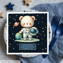 Servilleta De Papel De Cena Fun Teddy Astronauta Napkins Boy Birthday Personal