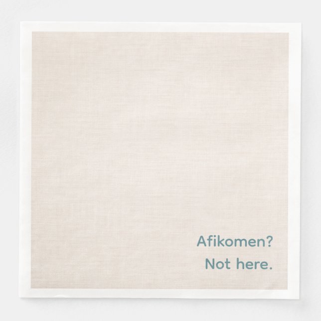 Servilleta De Papel De Cena Funny Passover Seder Napkins - Afikomen? (Anverso)