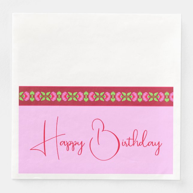 Servilleta De Papel De Cena Fuschia Floral rosa (Anverso)