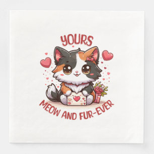 Servilleta De Papel De Cena Gato Calico Adorable Día de San Valentín