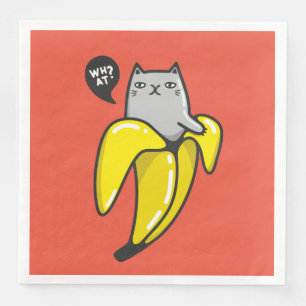 Servilleta De Papel De Cena Gato en banana