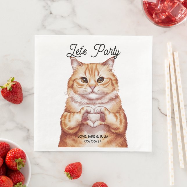 Servilleta De Papel De Cena Gato Naranja personalizado (In situ)