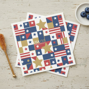 Servilleta De Papel De Cena Geometric USA250 4 de julio ID1315