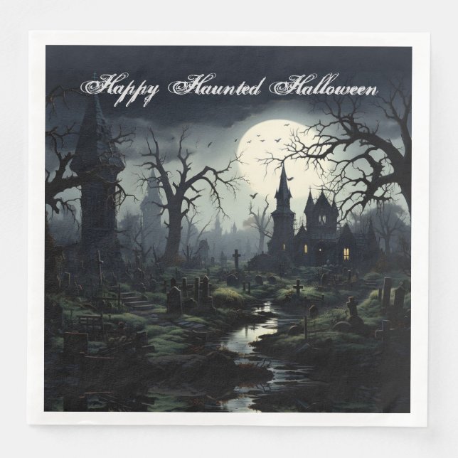 Servilleta De Papel De Cena Ghostly Wites Manor Halloween (Anverso)